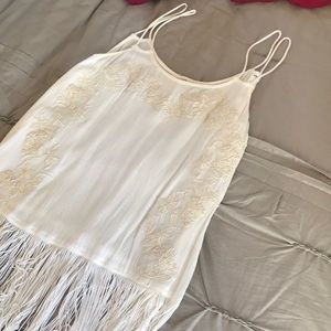 Sugar Lips Cream/White Fringe Tank